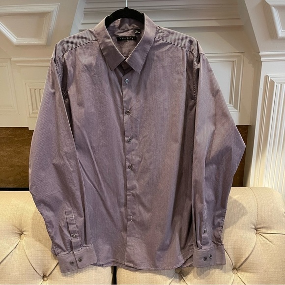 Bf: Theory Men’s Size XXL Purple Blue Gingham Button down Dress shirt - Picture 1 of 10